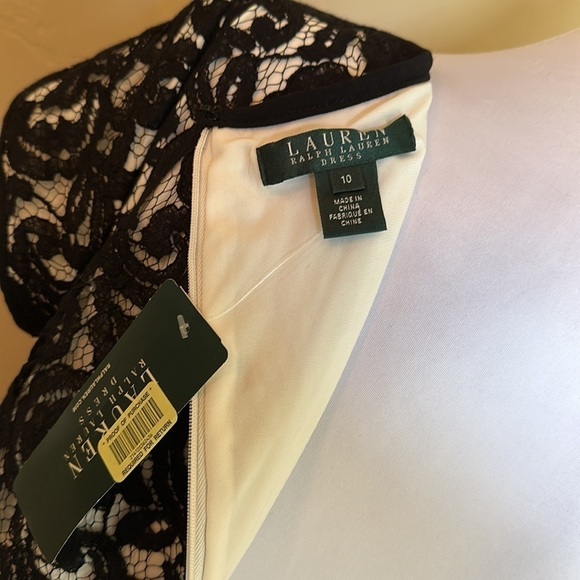 NWT Lauren Ralph Lauren dress black lace overlay cream Sz 10 | LISTED @ 65% OFF - Picture 14 of 16